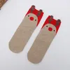 8 couleurs chaussettes de noël femmes dessin animé Santa Elk motif chaud coton moyen Tube coloré hiver bas de noël HH21-759