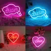 Ledde neonskyltar pipade av USB Hello Sunshine Warm White Bedroom Night Light Custom Door Sign for Home Entrance Decoration Lamp med 270p