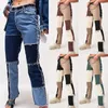 Hiphop punk broek hoge taille broek herfst winter straat jeans slijtage broek contrast patchwork vrouwelijke strakke potlood pant x0629