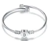 Guldfärg Rostfritt stål Hjärta Armband Bangle med brev Mode Initial Alphabet Charms Armband för kvinnor GC601