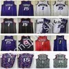 Retro vintage basquete 15 vince 1 tracy carter mcgrady jerseys roxo branco vermelho dois cor preto camo shorts homem atacado