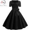 Women Summer Dress Elegant Retro Vintage 50s 60s Robe Rockabilly Swing Pinup Dresses Casual Plus Size Red Party Vestidos 210623