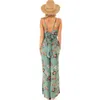 Women's Jumpsuits & Rompers Fashion Lace Up Backless Flower Sling Jumpsuit Women 2022 Summer Sexy Sleeveless Wide Leg Beach Chiffon Womens