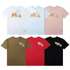 Trendigt märke Mäns Tee Polos Teddy Bear Cartoon Print Loose Letter Short Sleeve