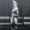 Herrkläder harajuku hiphop fashionabla funktionella stil hög krage cap coat löst retro dragkedja cardigan jacka vaporwave 211217
