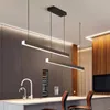 Wisiorek Lampy Nordic Minimalistyczny Długie LED Lights Office Dalanie Stół Kuchnia Bar Kontuar Billiarda Oświetlenie Dekoracyjne