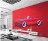 壁紙WDBH 3D壁紙注文PO赤古典的なスポーツ車の背景リビングルームの家の装飾の壁壁画のための壁3 d