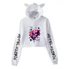 Felpe con cappuccio da uomo Felpe Helluva Print Cat Cropped Girl Manica lunga Pullover con cappuccio Crop Top Sweet Sexy Loose Tide Style 2021 Panno