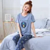 春の女性パジャマ半袖ピジャマの女性パジャマセットの5xlのパジャマ綿のための5xlのPajamas綿のためのホームウェアスリープラウンジ210831