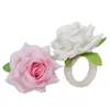 NewValentine's Day Imitation Rose Servett Spänne Ringar Röd Rosa Blå Konstgjorda Mini Blommor Matsal Bröllop Jul Tillbehör