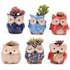 Hibou En Céramique Pot Vide Plante Succulente Pot Cactus Pots De Fleurs Dessin Animé Coloré Plante Succulente Pour Bureau 6 Style