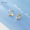Real 925 Sterling Silver Clear CZ Simple Tiny Star Hoop Earrings for Women Girl Fashion Korea Style Fine Jewelry 210707