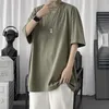 Hybskr 100% bomullsmän T-skjortor 2022 Summer Solid Color Casual Short Sleeve Tees For Man Basic T-Shirt Par Male Tees Tops 220224