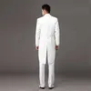 Herren Klassisch Schwarz Weiß Glänzend Revers Frack Langer Frack Smoking Hochzeit Bräutigam Bühne Sänger 2 Stück Formale Kleid Anzüge X0909