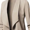 Blazer Office Work Wear Elegant Ladies Business Suit Long Sleeves Cardigan Coat Open Front Ruched Asymmetrical Casual Top 210930