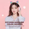 Cat Ear Wireless Headphones Bluetooth 5.0 RGB hörlurar Bassbrus Avbryta Vuxna Kids Girl Headset Support TF Card Casco Mic