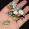 Fashion Natural Stone Charms Wrap Heart Rose Quartz Lapis Lazuli Turquoise Opal Pendant DIY for Bracelet Necklace Earrings Jewelry Making 15x20mm