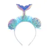 Mermaid Tail Headband With Shining Shell Tassel Fish Pattern Headdress Cloth For Kids Girls Princess Birthday Mermaid Party Decoration Supplies