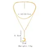 Pendant Necklaces 2021 Multilayer Crystal Moon Necklace With Zircon Y Shape Layered Chain For Women Jewelry Gift