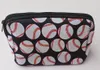 utomhus softball print makeup väska baseball resa kosmetiska påse väska vattentäta neopren påsar med dragkedja (gul, 10,24 * 5,12 3,7 tum)