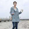 Ailegogo Printemps Femmes Trench Coat Casual Streetwear Double Ceinture Femme Manteaux Mode Coréen Loose Fit Outwear 210812