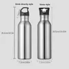 750ml Sports Outdoor Straw Water Bottle 304 Stainless steel Portable Handle Lid With Mountaineering Buckle Kettle 211122