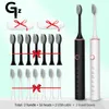 GeZhou Electric Toothbrush Sonic Rechargeable IPX7 Waterproof 6 Mode Travel with 8 Brush Head gift 220224