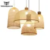 Lampy wiszące vintage kuchenne światła sztuki drewno wiklinowe południowo -wschodnie bambus lampy led lampa restauracja