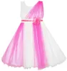Tjejs klänningar Tjejer Klä Elegant Bröllopsklänning Bridesmaid Tulle Blomma 2021 Sommar Princess Party Kids Kläder Storlek 4-10 Karneval