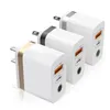 PD 20W USB-typ C laddare Fast Charge 20 W 2.4a Typ-C laddare till iPhone Xiaomi Travel Wall Phone Laddningsadapter US EU-kontakt