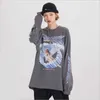 Vendita Uomo Hip Hop T Shirt Oversize Streetwear Retro Angel Stampa Harajuku Tshirt Allentato HipHop T-shirt in cotone Tops Tees Manica lunga 210629