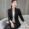 Formal Office Lady Blazers Women Black White Slim Fit Long Sleeve Suit Jacket Autumn Winter Coat Fashion Casual Suits Woman Top X0721