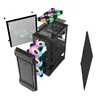 ATX Towers Computer Gaming Case Desktop Support M-ATX / ITX اللوحة الأم مع الزجاج المقسى - أسود