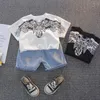 Cool Kid Boys New Summer Clothes Outfit Toddler Girls Fashion Wing Print T-shirt +denim Shorts Set Children Casual Clothing G1023