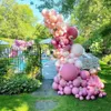 119 st Peach Pink Balloon Garland Kit Rose Gold Chrome Latex Globos för bröllopsfödelsedag Alla hjärtans dag Party Decorations 210626