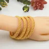 Aniid 4pcs / set 24k Dubai Guldpläterad Bangle Armband för kvinnor Etiopiska Arabiska Afrikanska Indiska Bröllop Brud Smycken Gift 220222