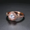 Cluster ringar Cubic Zirconia Bröllop / Förlovning Rose Guldfärg Österrikisk Kristallfinger Ring för Kvinnor Mode Märke Smycken DWR319