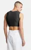 Męskie Tank Topy Mężczyźni Top Top Slim Fit Casual Ribbed Bez Rękawów T-Shirt Beach Solid Color Splicing Fishnet Drop