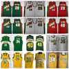 Seattle Vinatge Basketball 20 Gary Payton Jersey Mannen 35 Kevin Durant 40 Shawn Kemp 34 Ray Allen Retro Geel Groen Wit All Gestikt