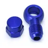 PQY - ALUMINUM BLUE 044 Fuel Pump AN6 to 12.5MM Outlet Banjo Adapter Fitting + Cap PQY-FK045BL+FK047