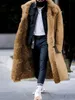Styles Winter Warm Men Faux Fur Suede Coats X-Long Turn-down Collar Thick Jackets Plus Size Fur Liner Long Sleeve Overcoat Cardi