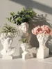 Nordic Resin Flower Vase David Head Creative Greek Sculpture Statue Modern Vase Home Decor Wedding Decor Flower Pots Decorative 210623