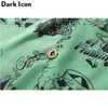 Dark Icon Skeleton Volledige Gedrukt Retro Shirt Mannen Zomer Straat SHIRTS KORTE MOUWEN VOOR GROENE WIT 210721