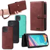 Premium Zipper Wallet Leather Cases For Iphone 13 12 Mini 11 Pro Max XR XS 7 8 Plus Samsung S10 S20 S21 Ultra Note 20 Magnetic 2 in 1 Detachable Phone Cover