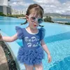 Sommer Kinder Spitze Prinzessin Badeanzug Mädchen Badeanzug Kinder Bademode für Mädchen Baby Badeanzug 210701