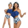 Aile Eşleştirme Mayo Anne Kız Bikini Mayo Kadınlar Çocuk Bebek Kid Beach Bayan Yüzmek Giyim Tankini Maillot de Bain 210621
