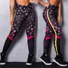 Push Up Sporting Star Pattern Digital Printed Casual Leggings Women Sportswear Black Skinny Elastic Force 211215