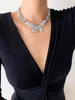 Thick Cuban Link Chain Big Butterfly Necklace for Women Rhinestone Choker Girls Jewelry