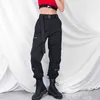 Pantalon cargo Harajuku noir pour femmes, Streetwear, pantalon de rue à fermeture éclair longue pour 210531