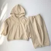 2 pcs definir primavera bebê meninas roupas de algodão menino casual conjunto com capuz crianças jaqueta de hoodie e calça suave roupas infantis 2-6 anos H0909